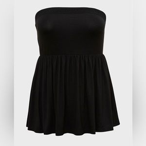 TORRID black crochet trim knit strapless top. Size 00 (m/10). NWT.